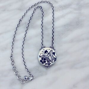 Brighton Silver Enameled Butterfly necklace 18 - 20”